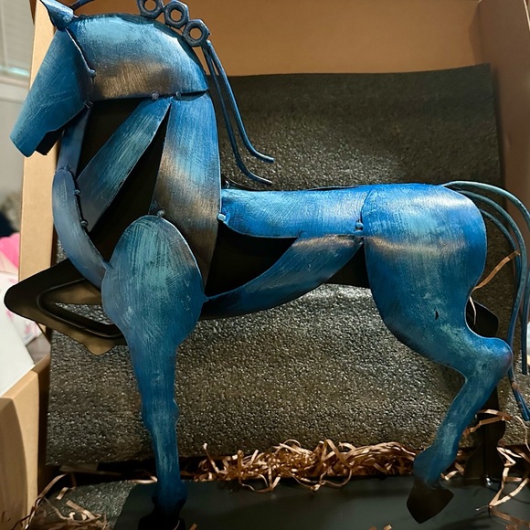 sunblogs Other - Blue Metal Horse Sculpture